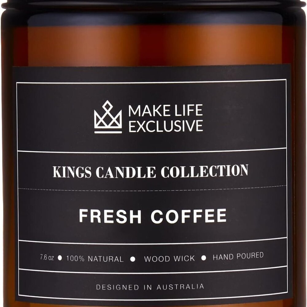 Scented Candles for Men | Fresh Coffee, Smells of Espresso | Wooden Wick, Long L